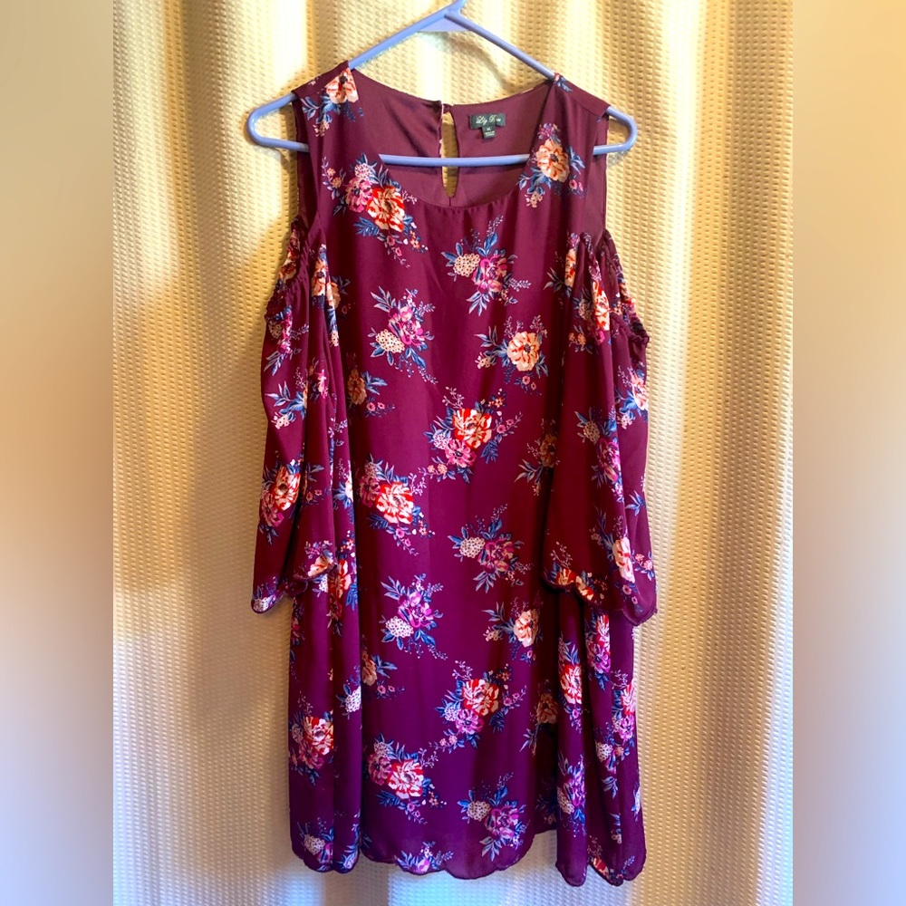 Lily Rose floral open shoulder dress